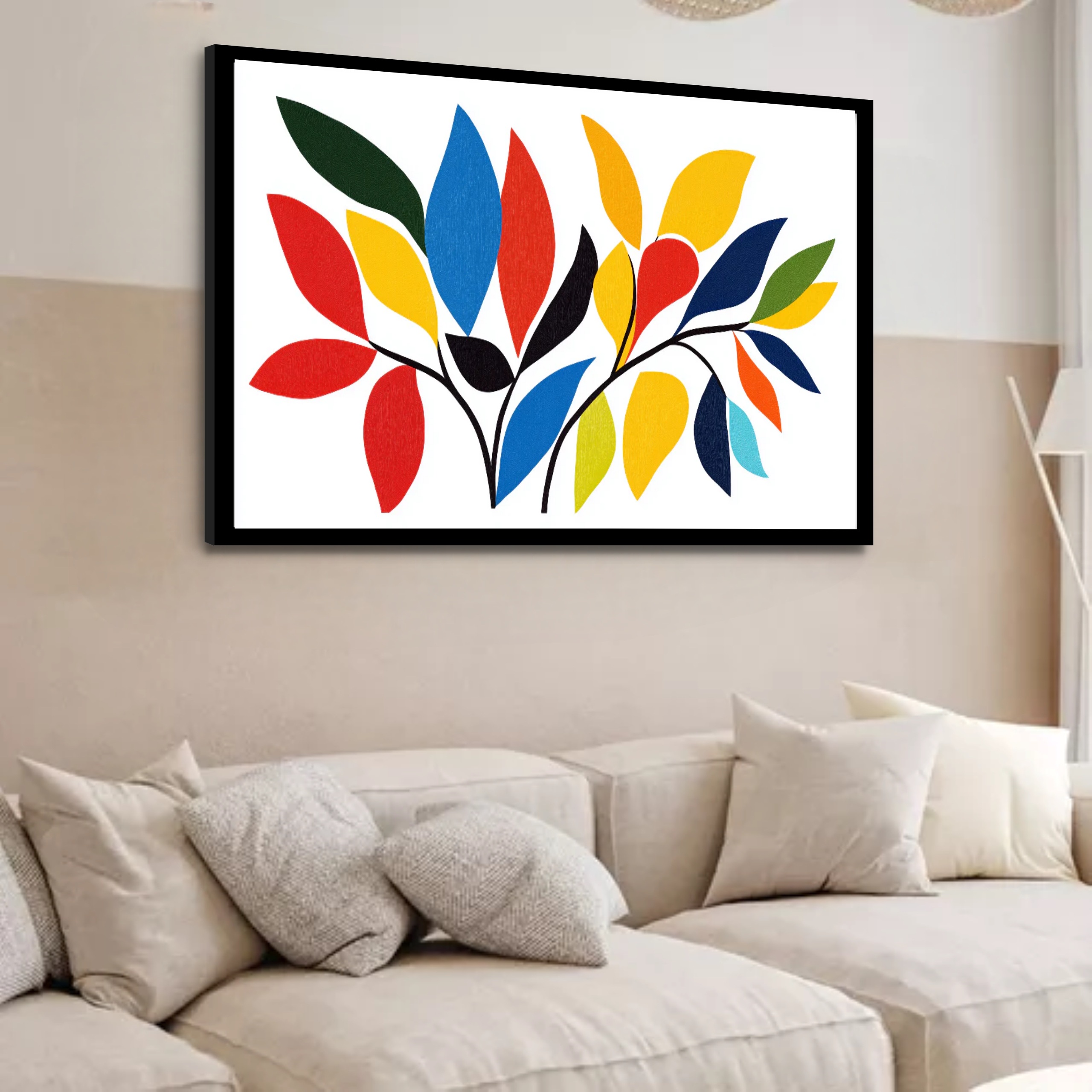 Quadro Decorativo Folhas Coloridas - 50x70 cm