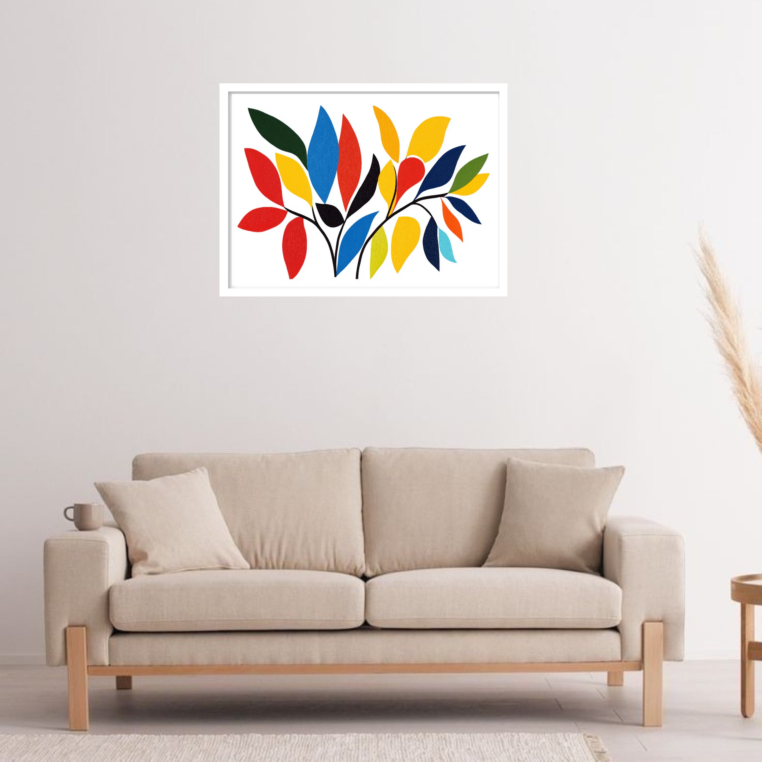 Quadro Decorativo Folhas Coloridas - 50x70 cm