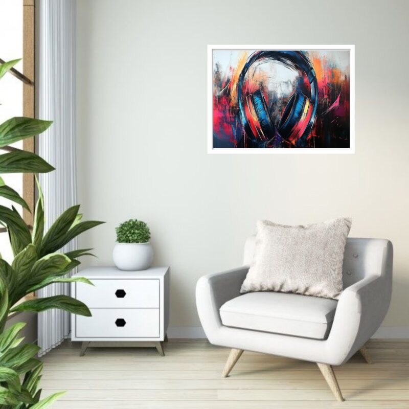 Quadro Decorativo Fone Ouvido Colors - 50x70 cm