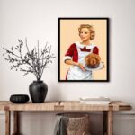Quadro Decorativo Garçonete Bolo Vintage - 70x50 cm
