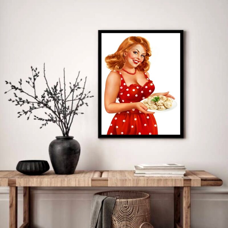 Quadro Decorativo Garçonete Prato Vintage - 70x50 cm