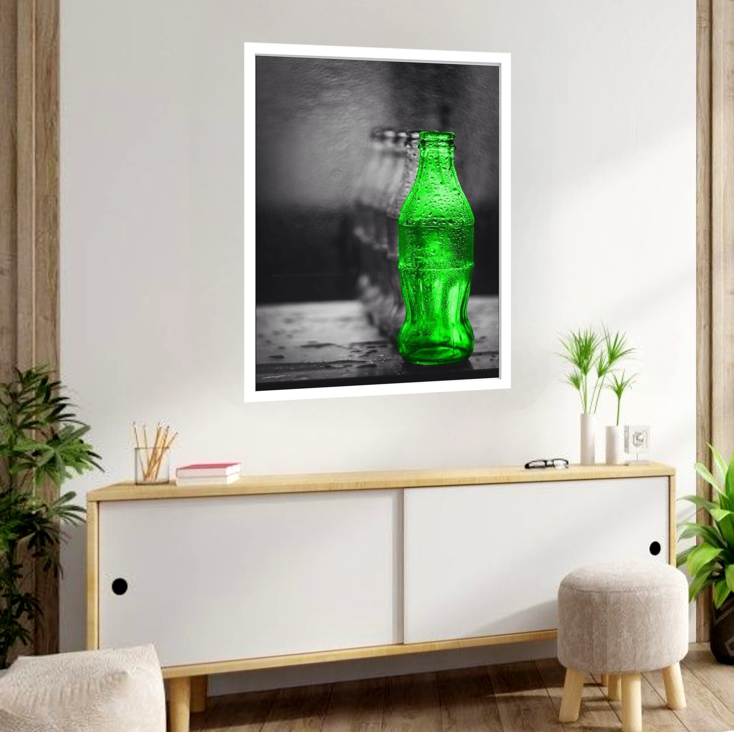 Quadro Decorativo Garrafa Verde - 70x50 cm