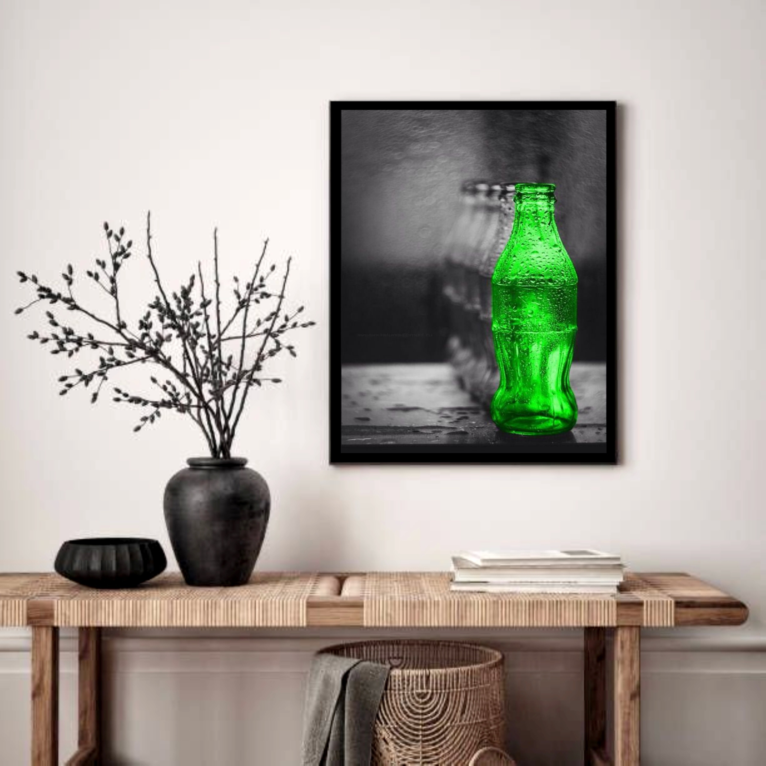 Quadro Decorativo Garrafa Verde - 70x50 cm