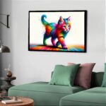 Quadro Decorativo Gato Caminho Colorido - 50x70 cm