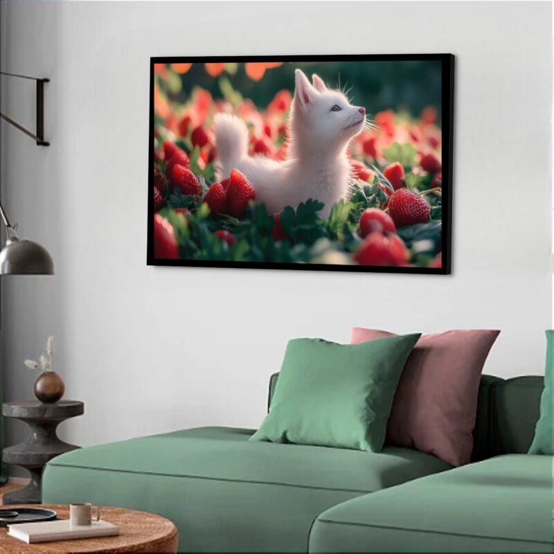 Quadro Decorativo Gato Morangos - 50x70 cm