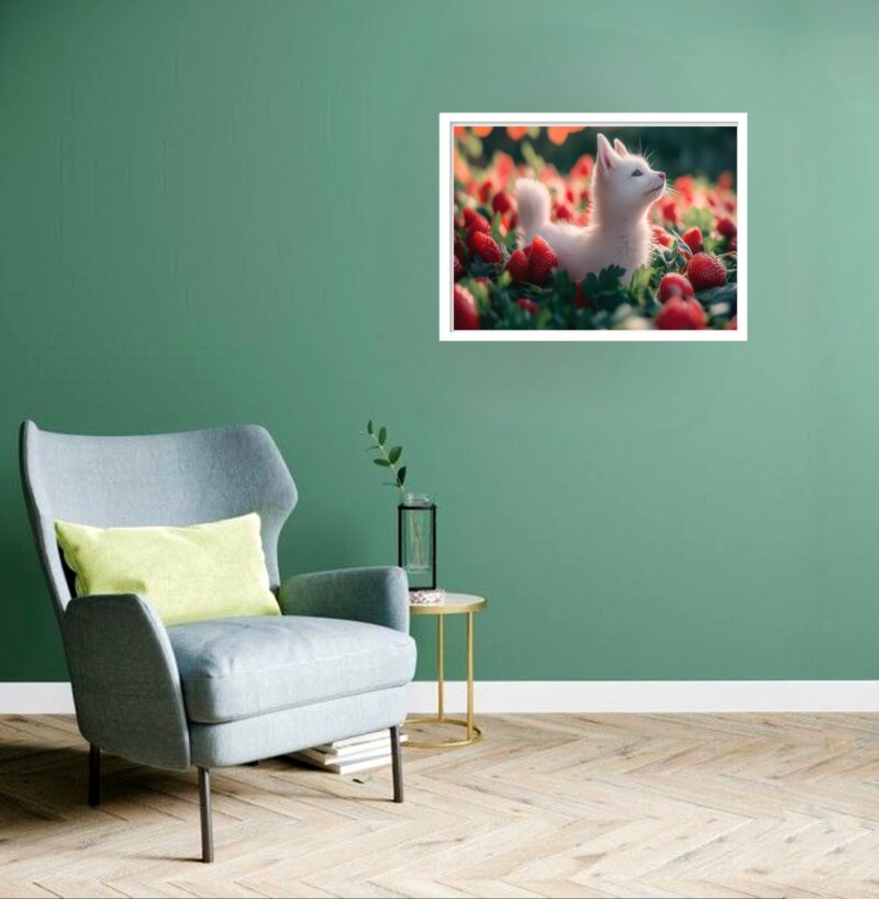 Quadro Decorativo Gato Morangos - 50x70 cm