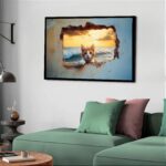 Quadro Decorativo Gato Muro Praia - 50x70 cm