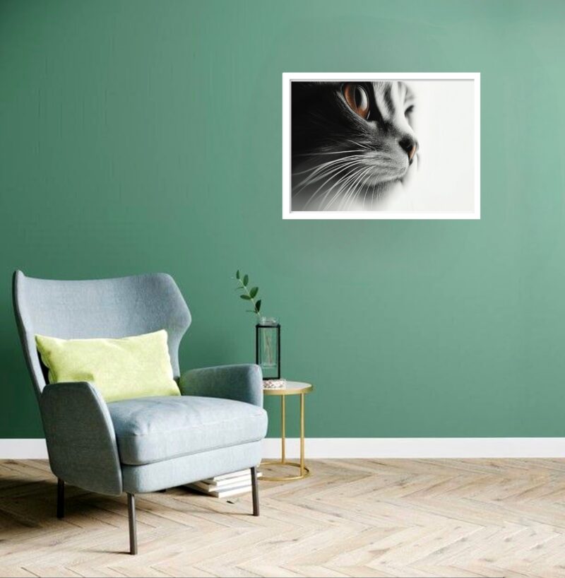 Quadro Decorativo Gato Olhar Lado - 50x70 cm