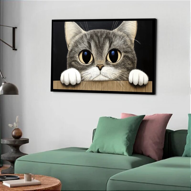 Quadro Decorativo Gato Olhar Muro - 50x70 cm