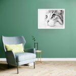 Quadro Decorativo Gato Olhar P&B - 50x70 cm