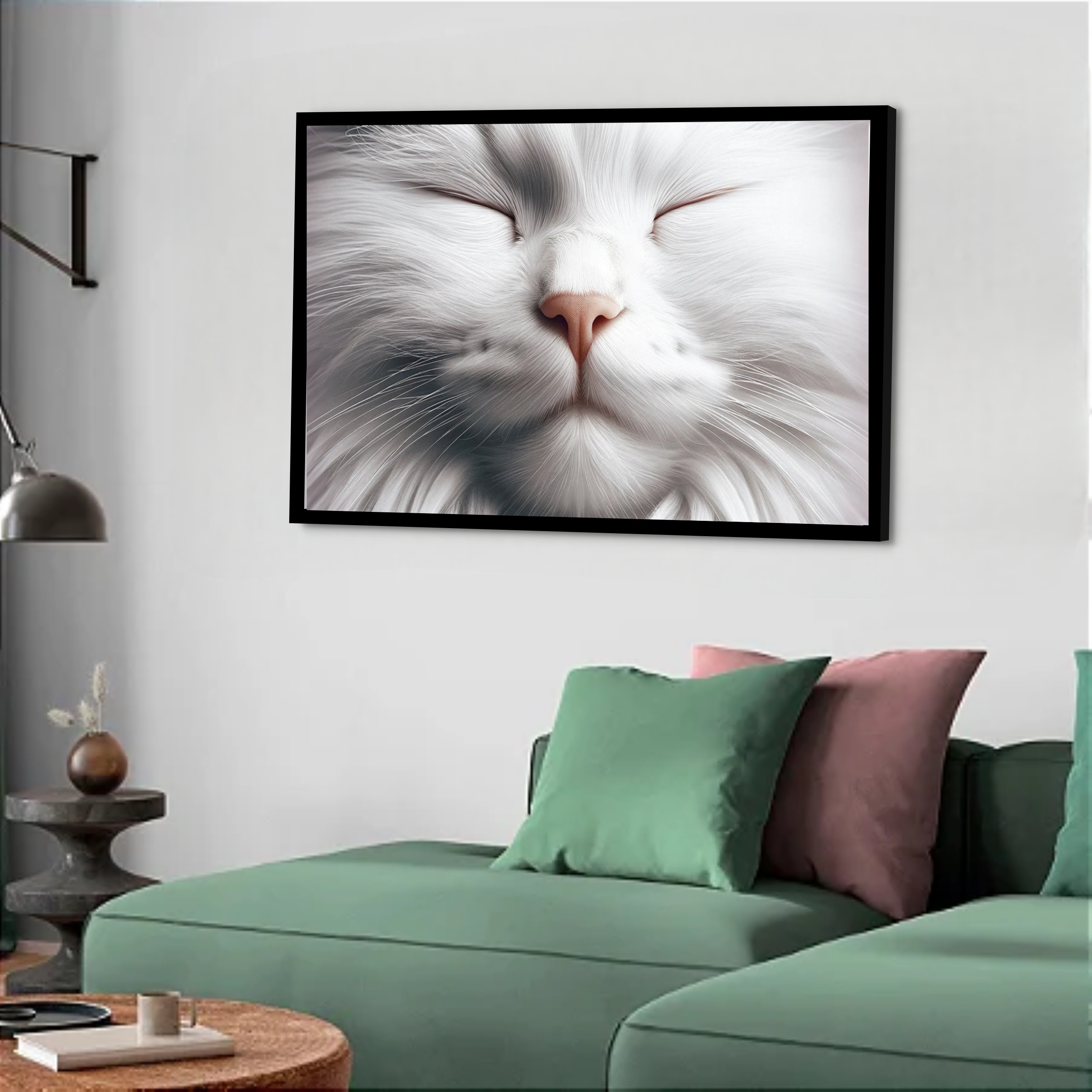 Quadro Decorativo Gato Olhos Fechados - 50x70 cm