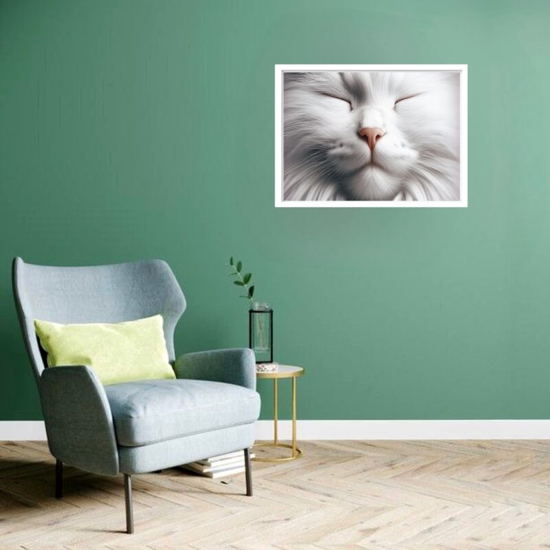 Quadro Decorativo Gato Olhos Fechados - 50x70 cm