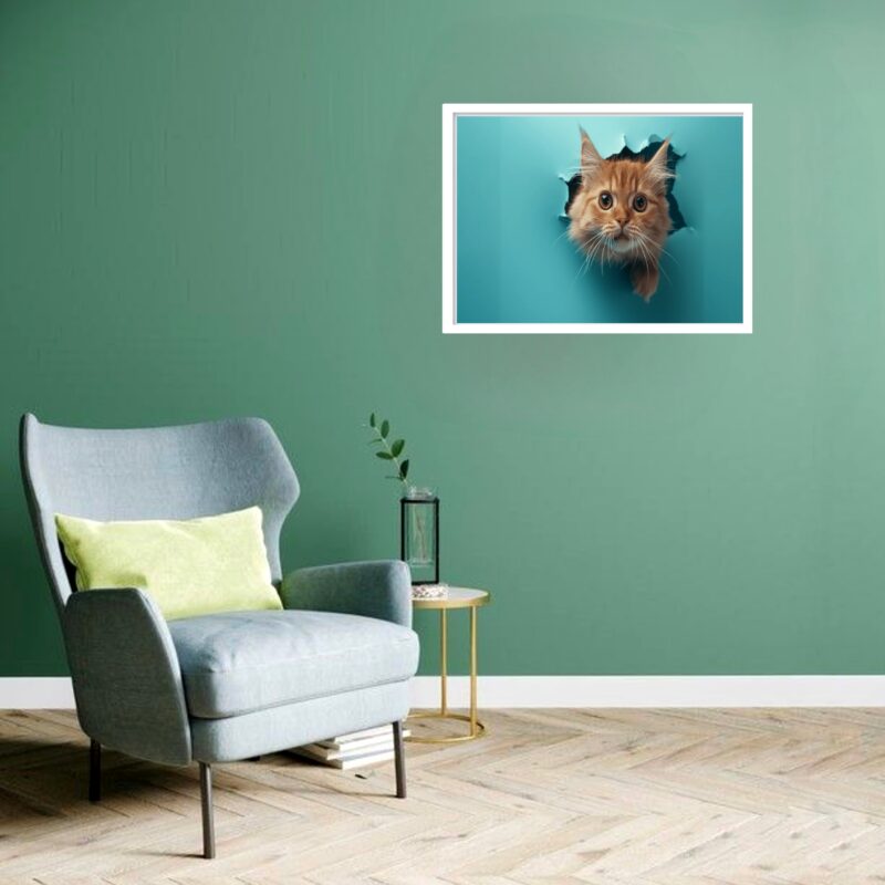 Quadro Decorativo Gato Papel Rasgado - 50x70 cm