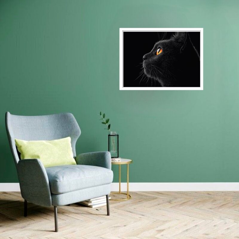 Quadro Decorativo Gato Preto Olhar - 50x70 cm