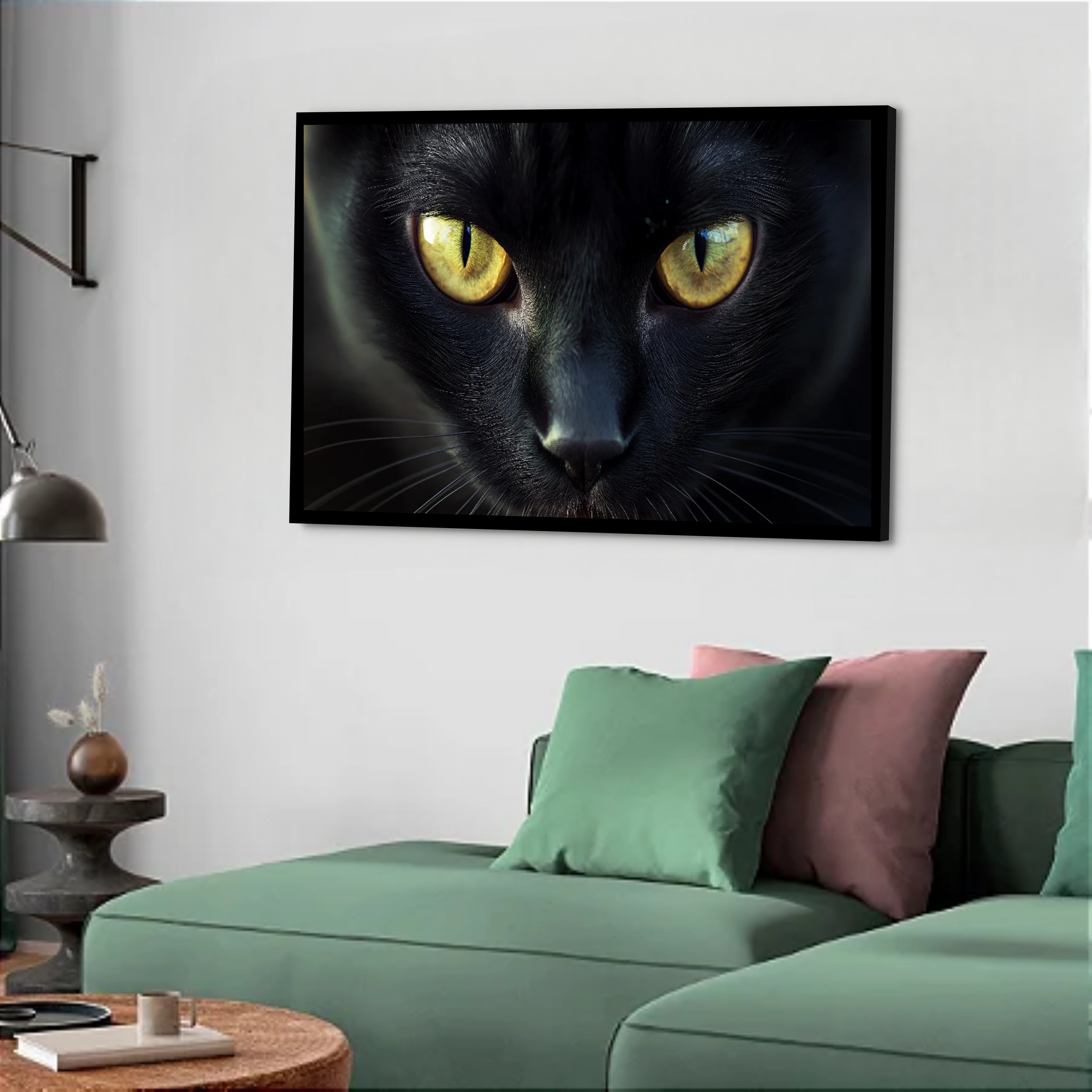 Quadro Decorativo Gato Preto Olhos - 50x70 cm