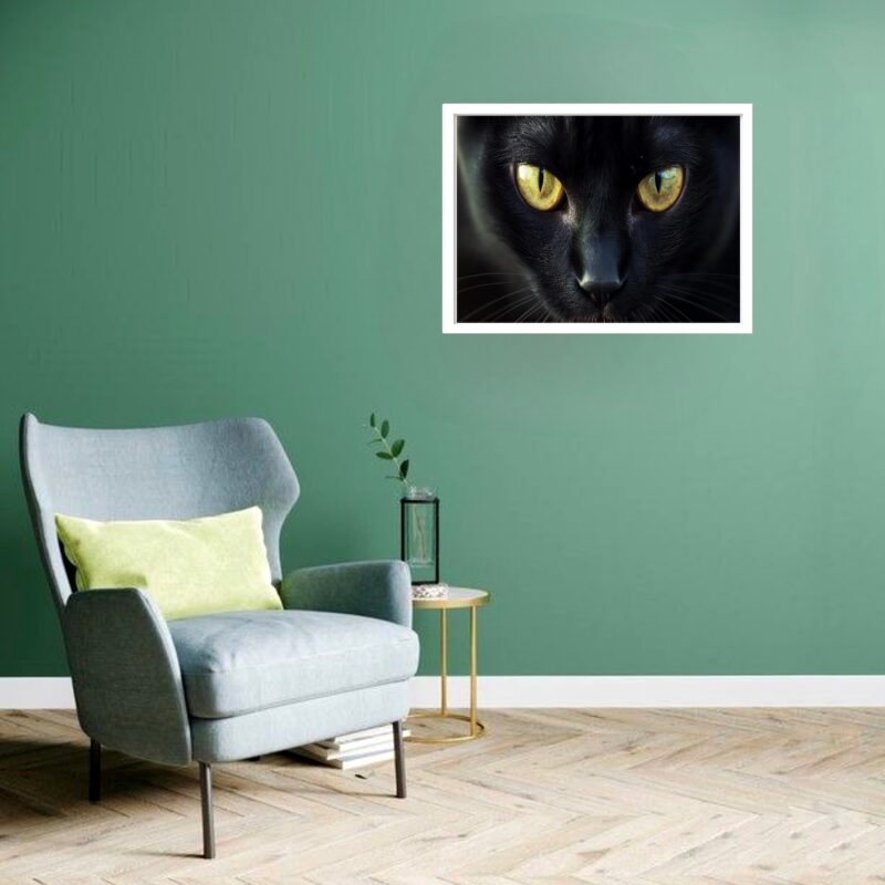 Quadro Decorativo Gato Preto Olhos - 50x70 cm