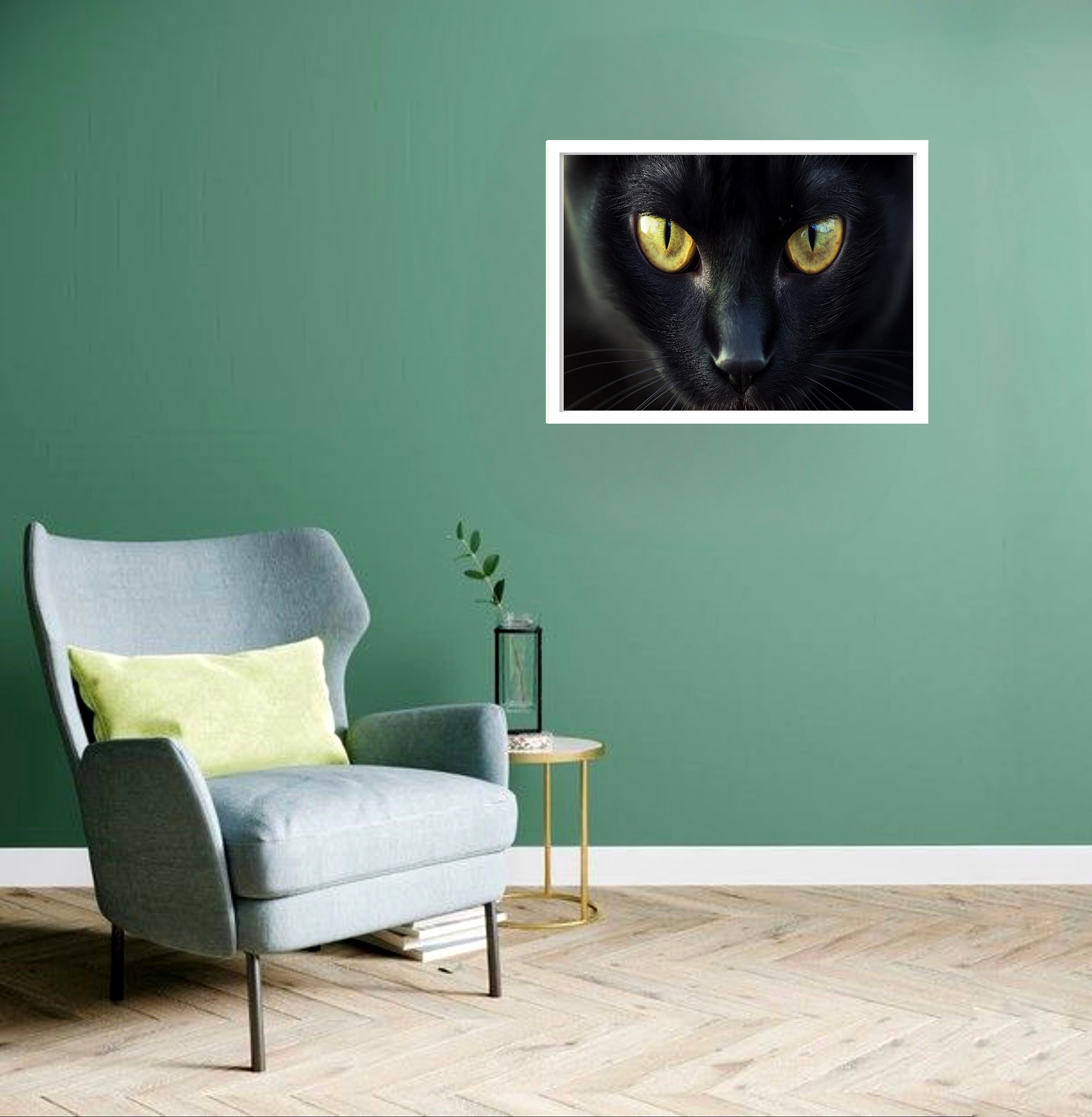 Quadro Decorativo Gato Preto Olhos - 50x70 cm