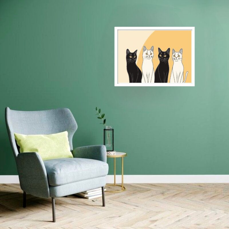 Quadro Decorativo Gatos Fundo Pastel - 50x70 cm