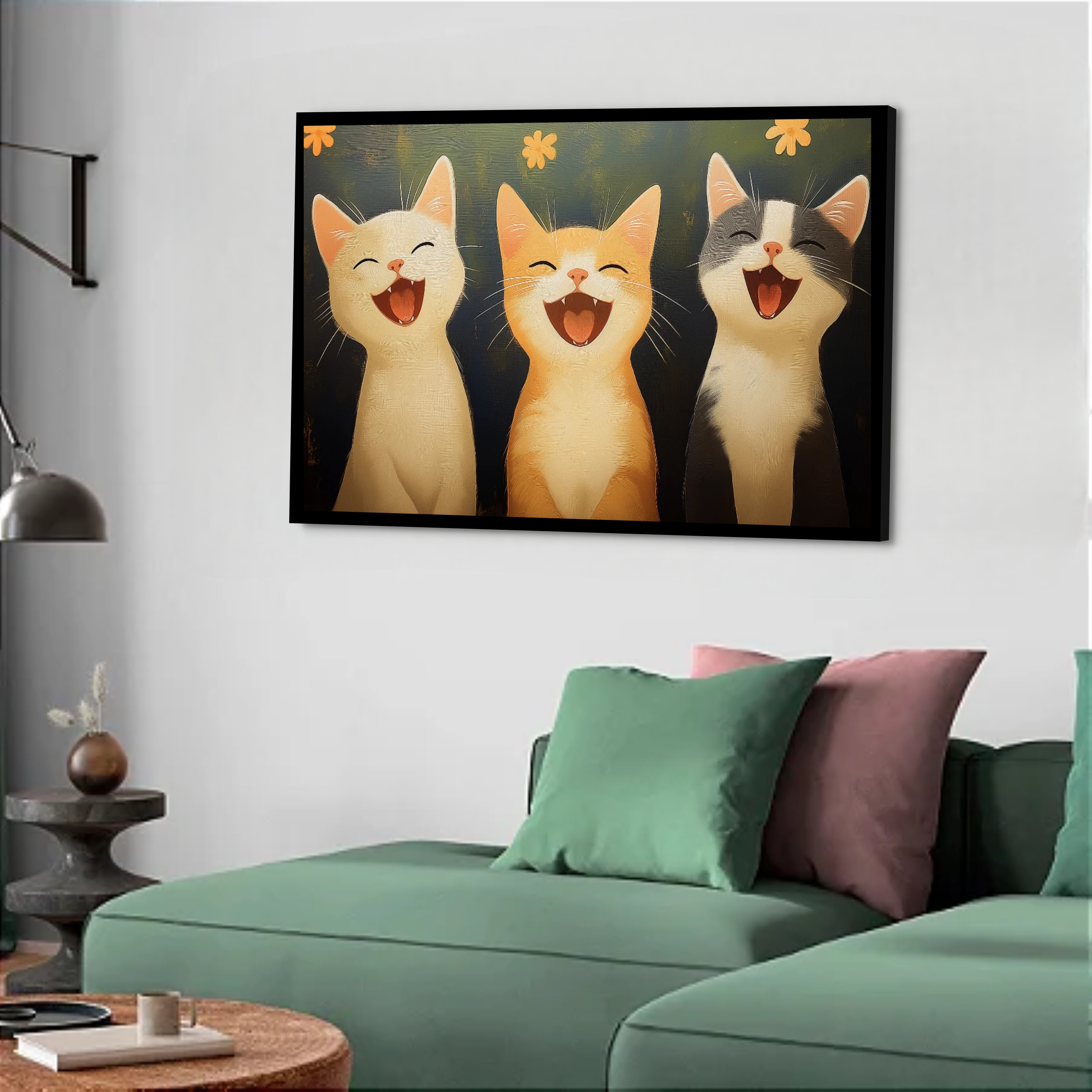 Quadro Decorativo Gatos Sorrisos - 50x70 cm