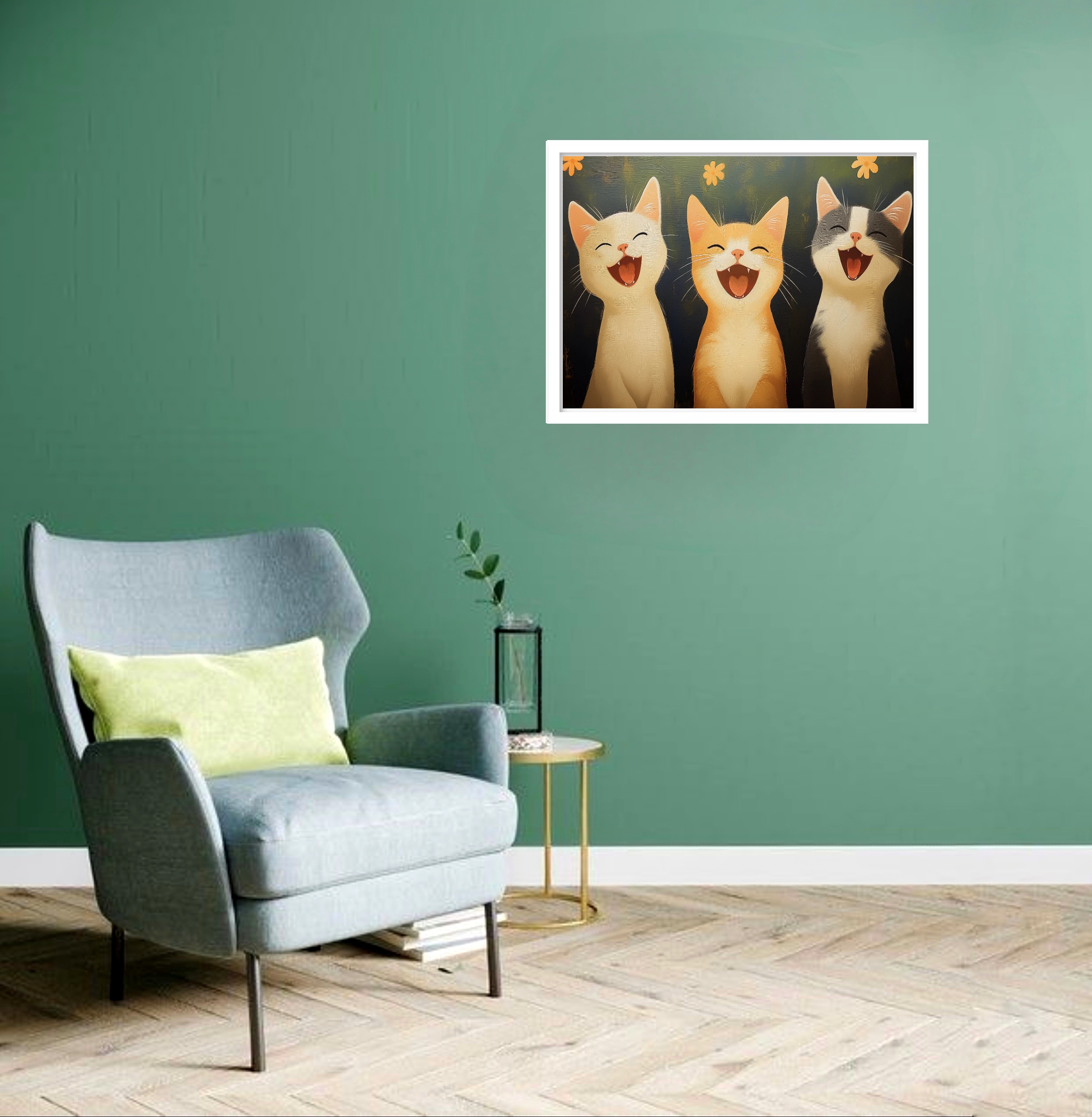 Quadro Decorativo Gatos Sorrisos - 50x70 cm