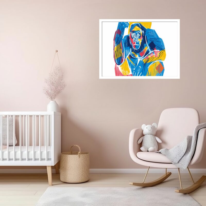 Quadro Decorativo Gorila Pensativo Abstrato - 50x70 cm