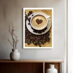 Quadro Decorativo Grão Xícara Café Coração - 70x50 cm