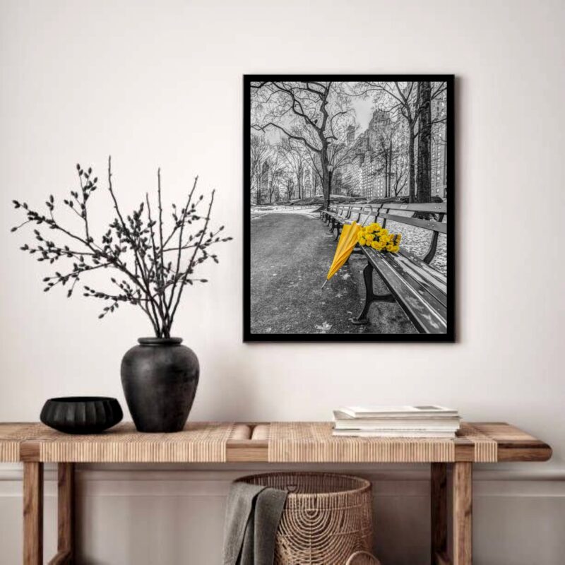 Quadro Decorativo Guarda-Chuva Buquê Bosque - 70x50 cm