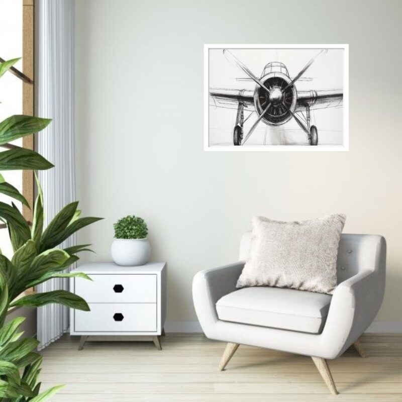 Quadro Decorativo Hélice Avião Vintage - 50x70 cm