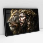 Quadro Decorativo Jesus e Leão - 50x70 Cm