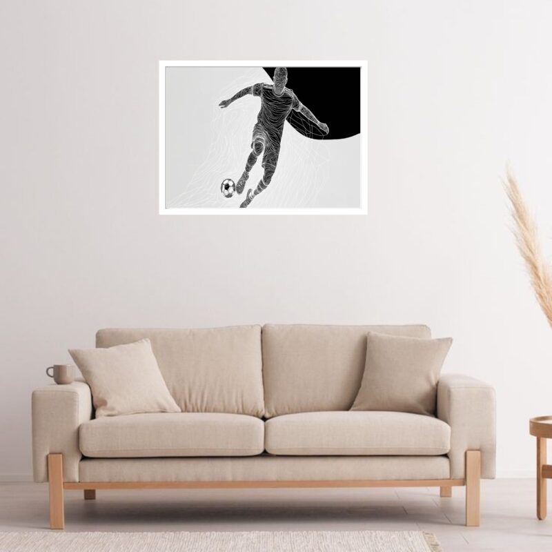 Quadro Decorativo Jogador Futebol Linhas - 50x70 cm