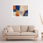 Quadro Decorativo Laranja Azul Abstrato - 50x70 cm