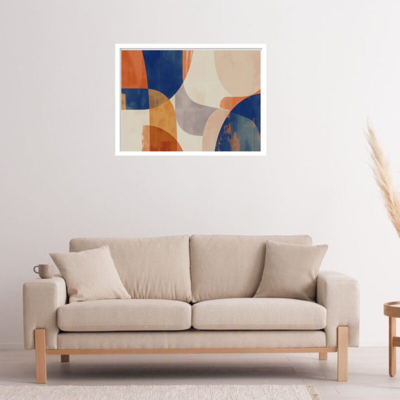 Quadro Decorativo Laranja Azul Abstrato - 50x70 cm