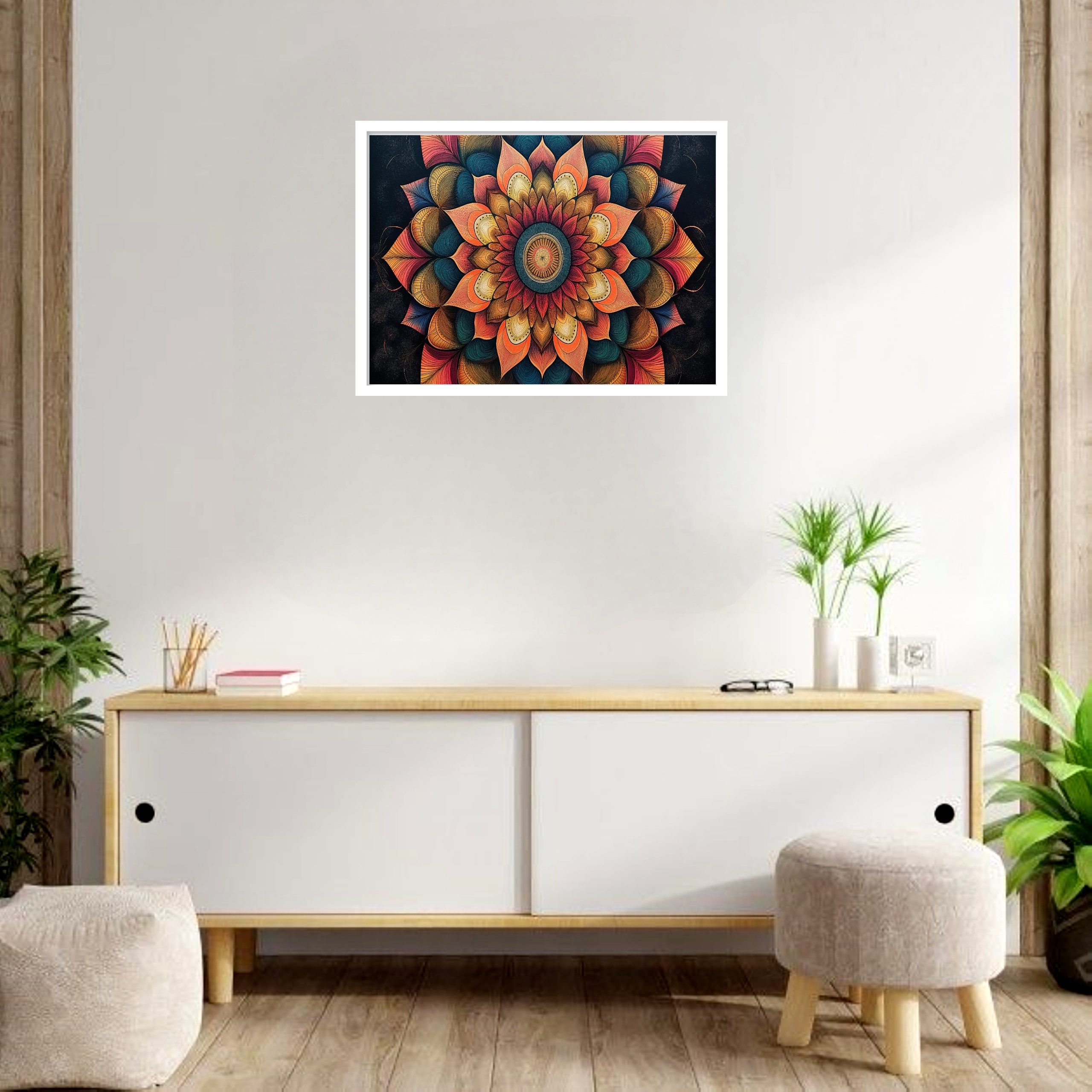 Quadro Decorativo Mandala Floral - 50x70 cm