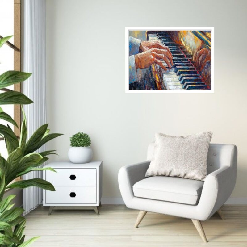 Quadro Decorativo Mãos Piano Artístico - 50x70 cm