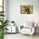 Quadro Decorativo Mapa-Múndi Araras Vintage - 50x70 cm