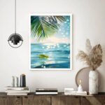 Quadro Decorativo Mar Calmo Folhas - 70x50 cm