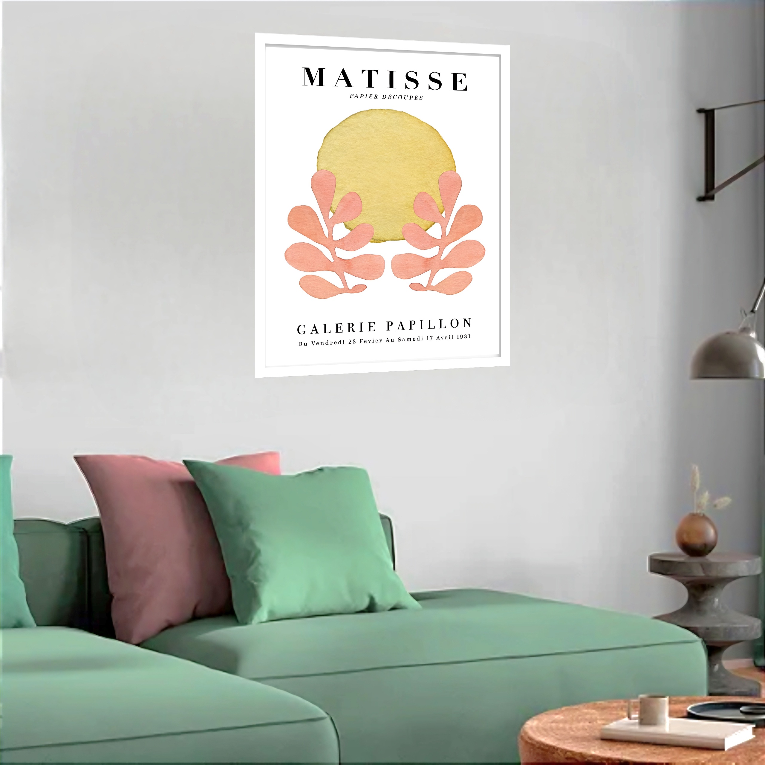 Quadro Decorativo Matisse Aquarela Rosa Dourado - 70x50 cm