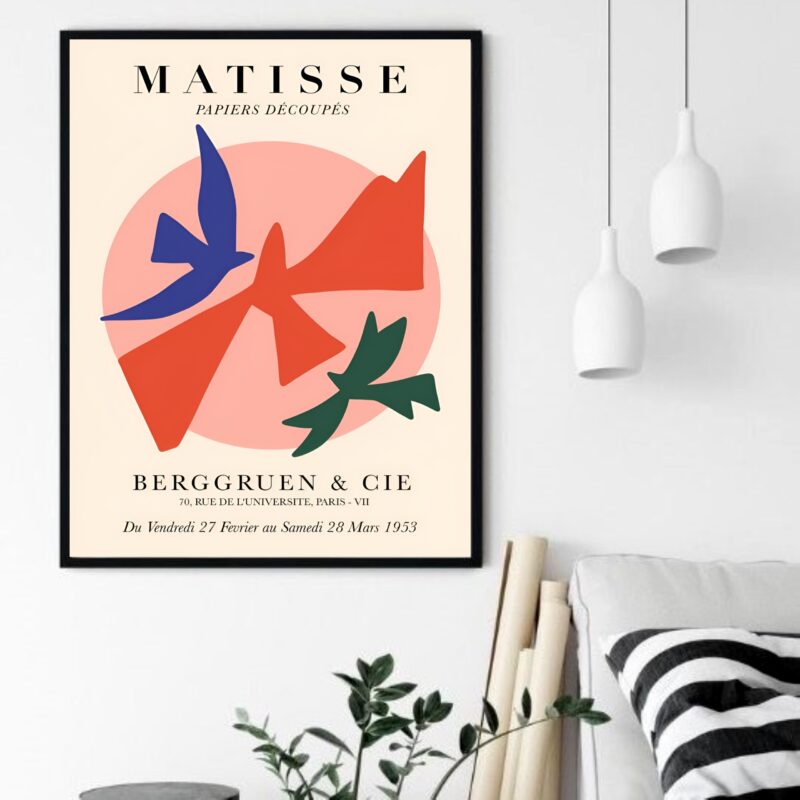 Quadro Decorativo Matisse Pássaros Coloridos - 70x50 cm