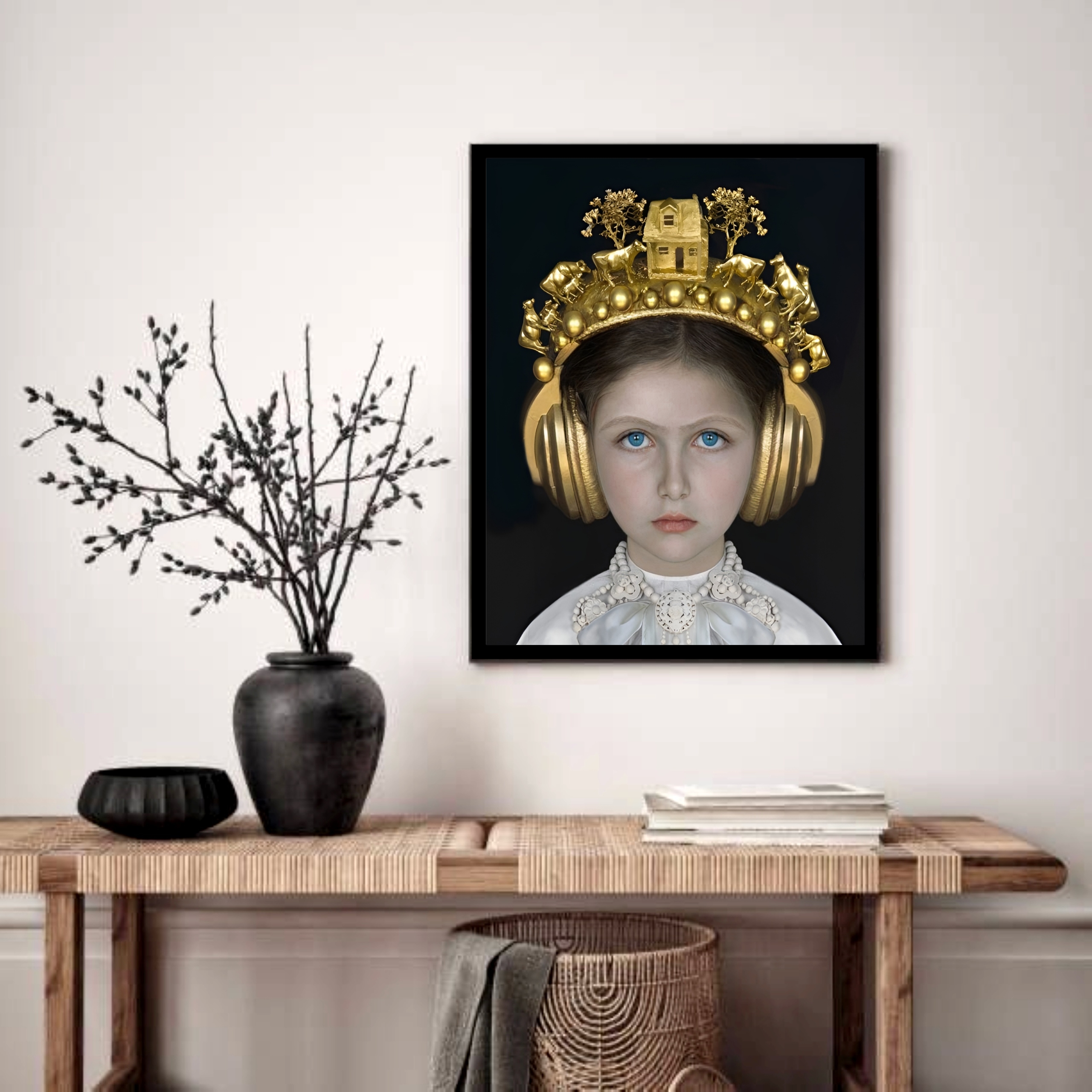 Quadro Decorativo Menina Surrealista - 70x50 cm