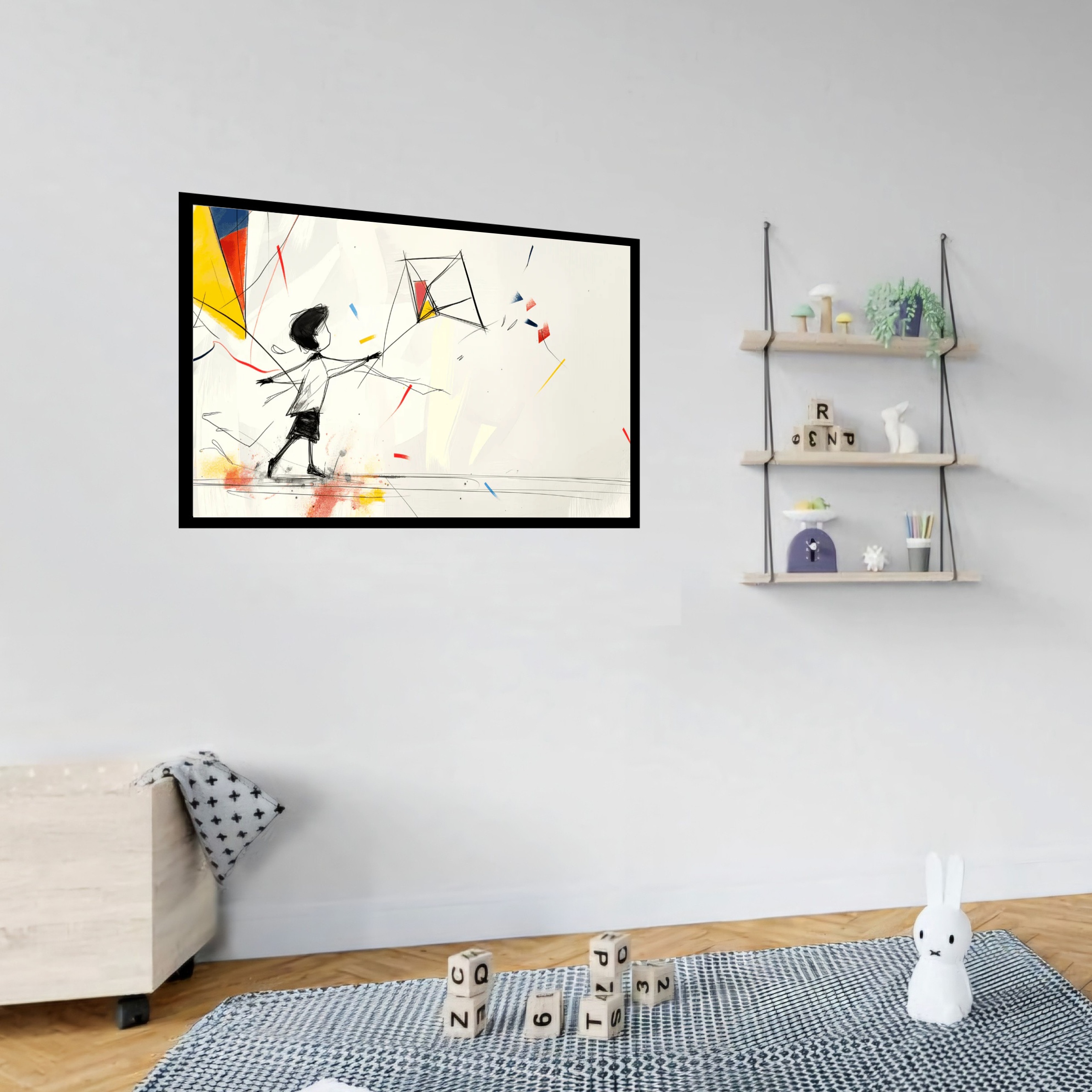 Quadro Decorativo Menino Pipa Abstrato - 50x70 cm