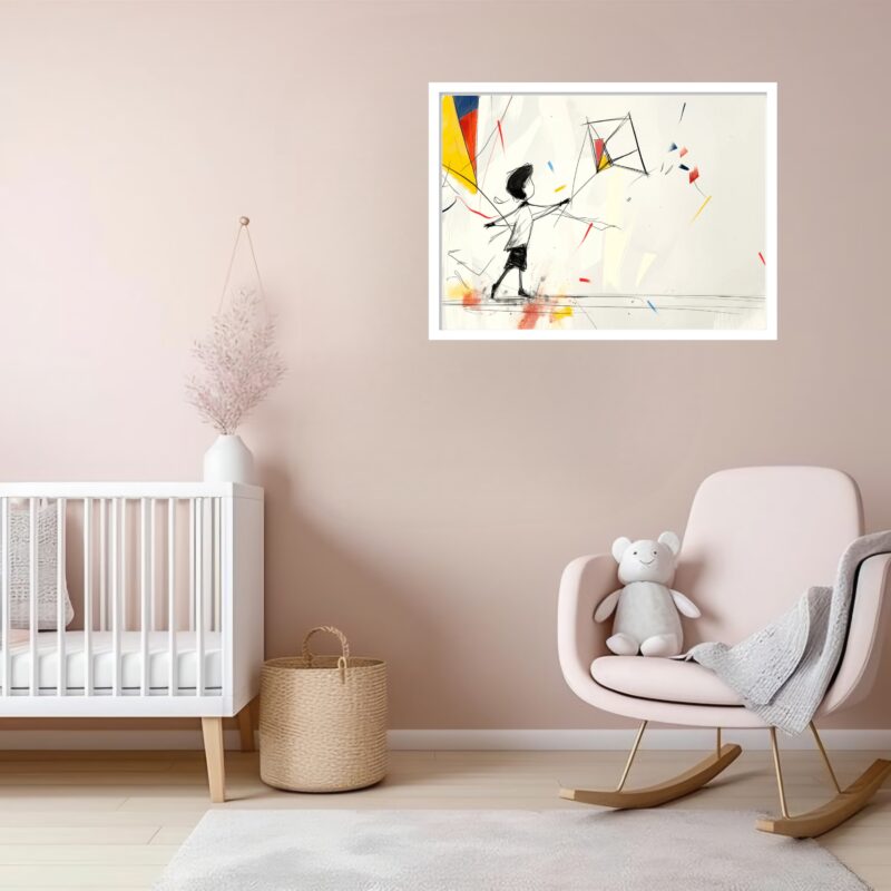 Quadro Decorativo Menino Pipa Abstrato - 50x70 cm