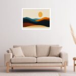 Quadro Decorativo Montanhas Sol Abstrato - 50x70 cm
