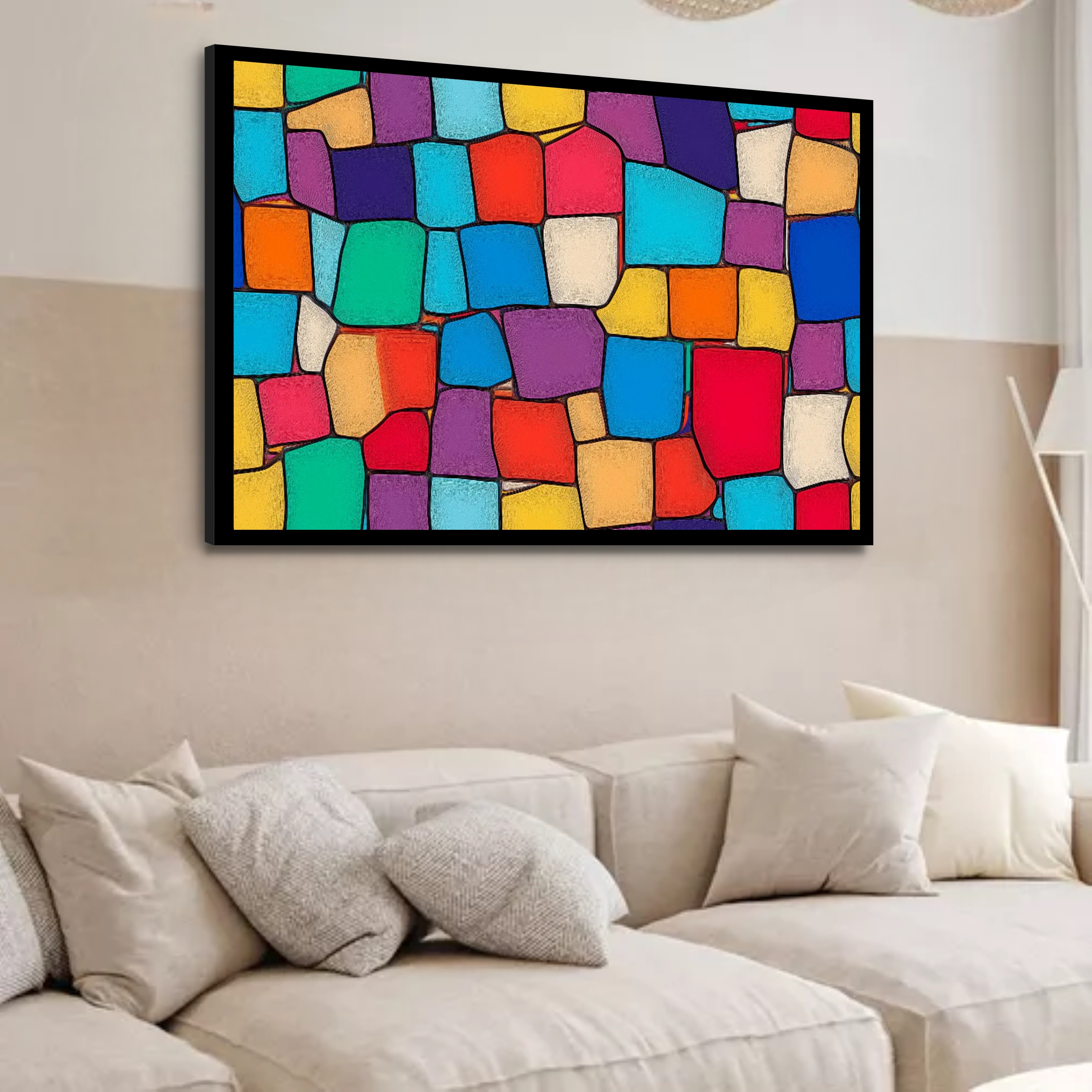 Quadro Decorativo Mosaico Colorido Abstrato - 50x70 cm