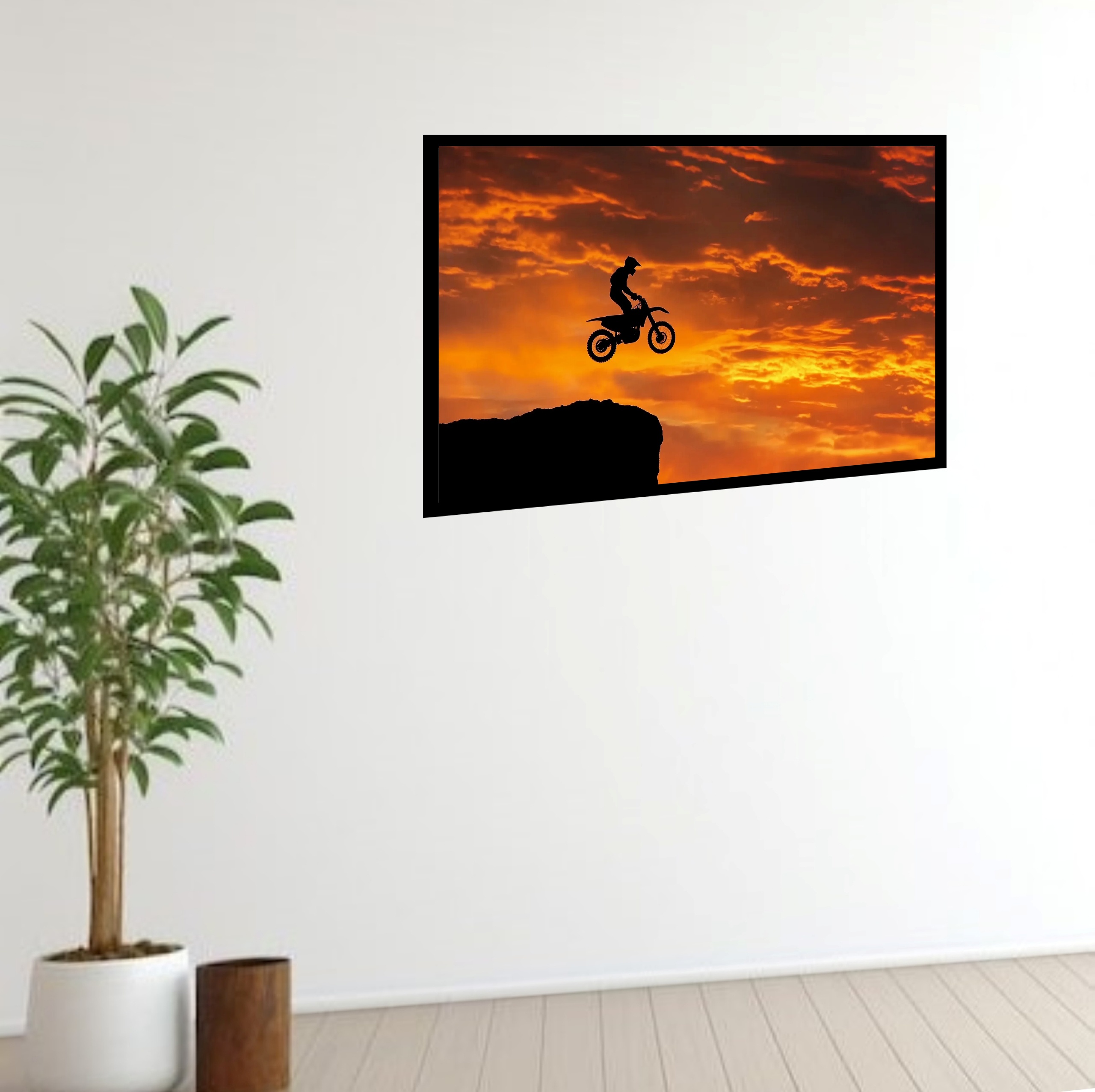 Quadro Decorativo Motocross Salto Sol - 50x70 cm