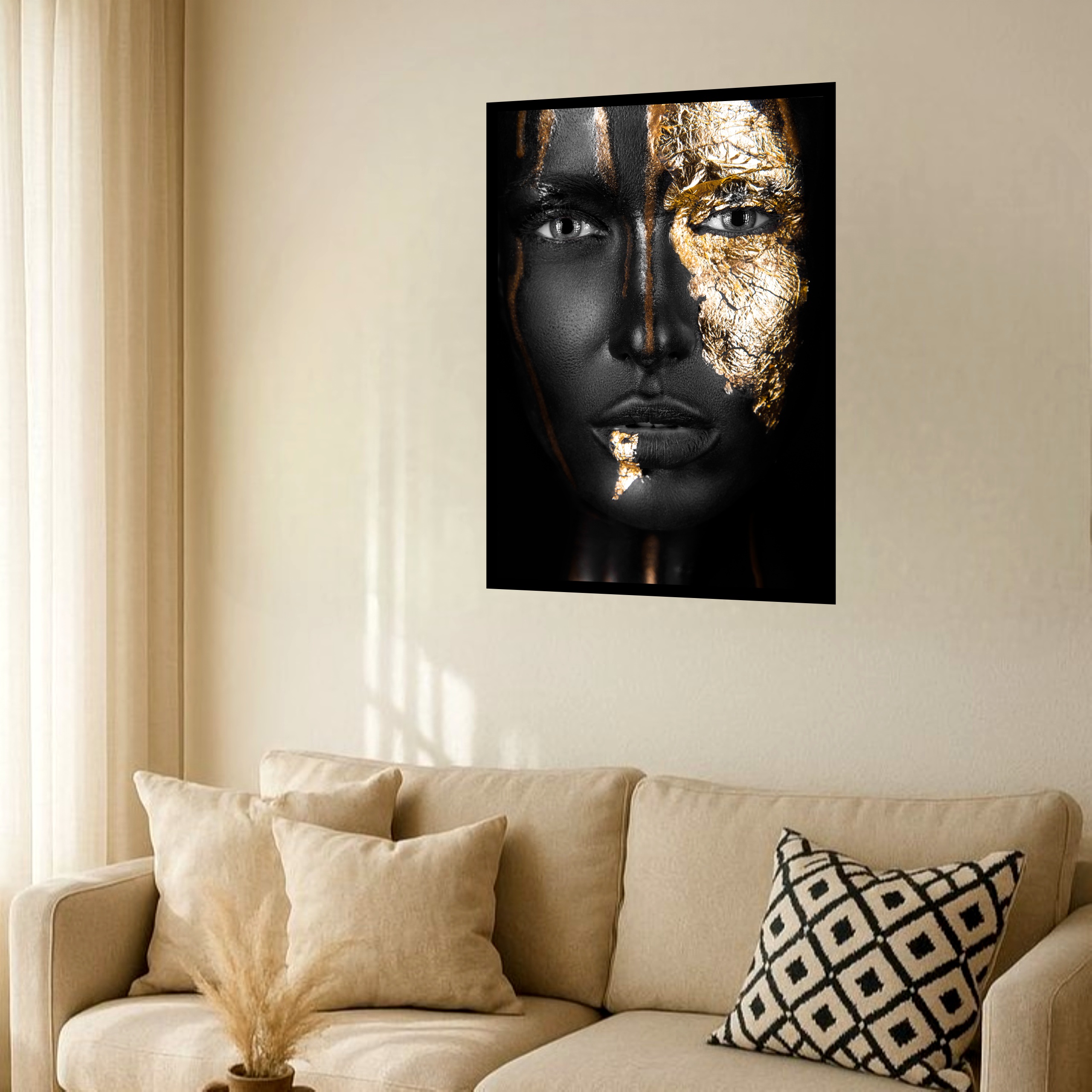 Quadro Decorativo Mulher Negra Gold - 70x50 cm