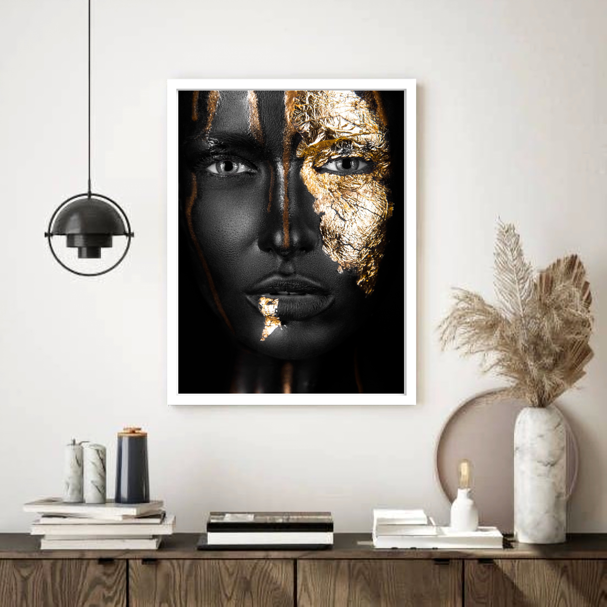 Quadro Decorativo Mulher Negra Gold - 70x50 cm