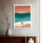 Quadro Decorativo Mulher Onda Sunset - 70x50 cm