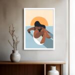 Quadro Decorativo Mulher Praia Sunset - 70x50 cm
