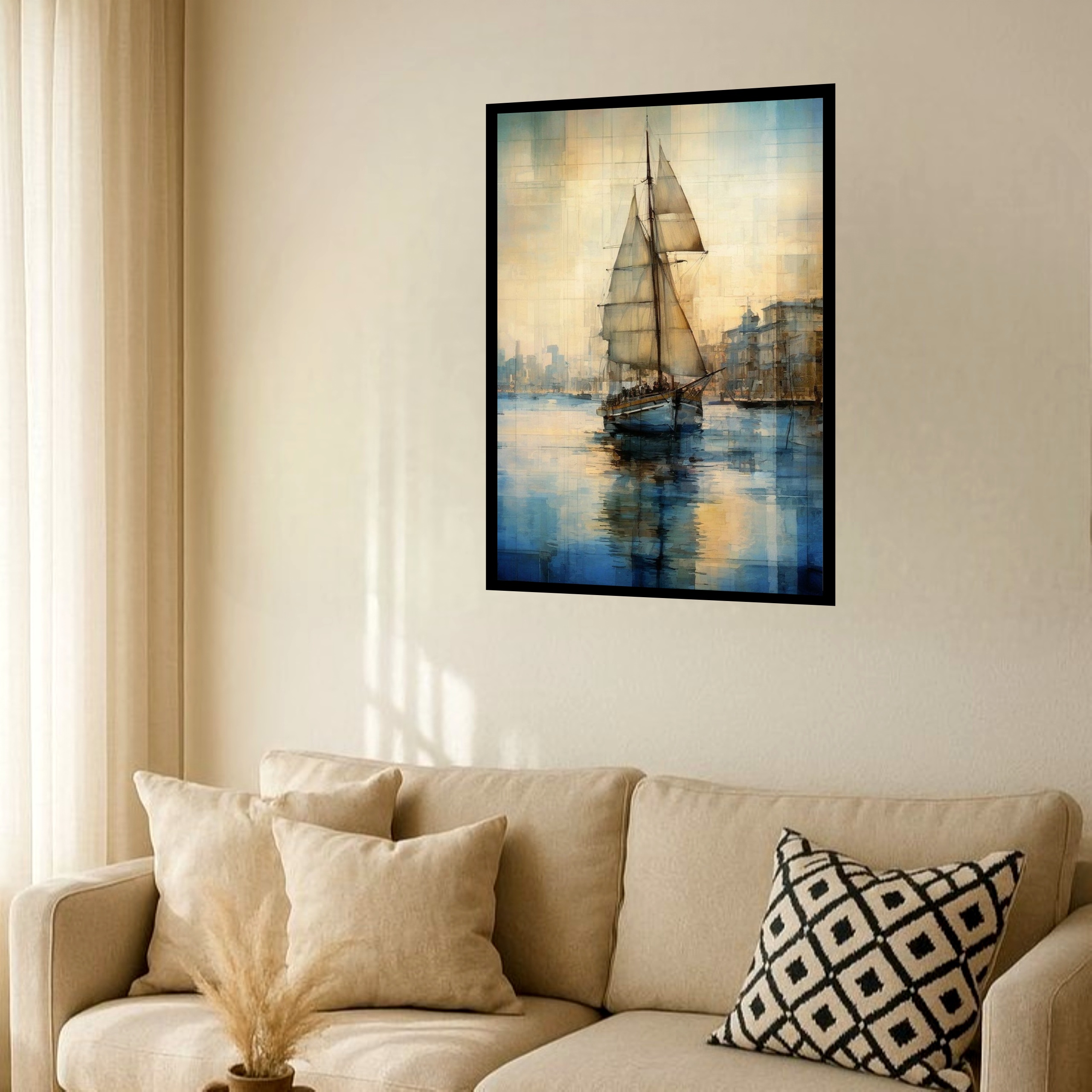 Quadro Decorativo Navio Mar Arte - 70x50 cm