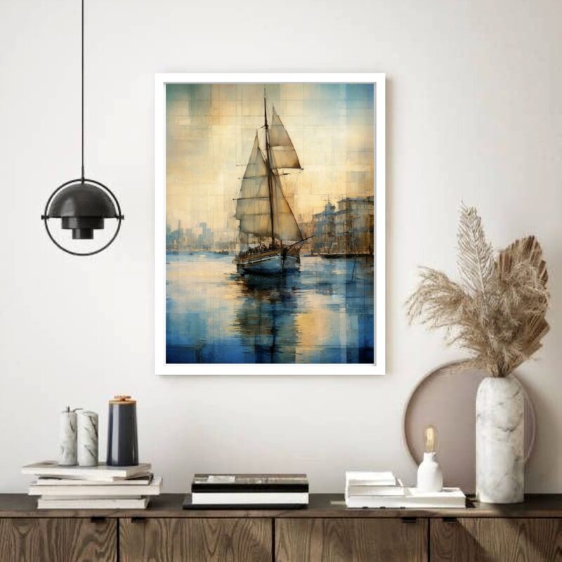Quadro Decorativo Navio Mar Arte - 70x50 cm